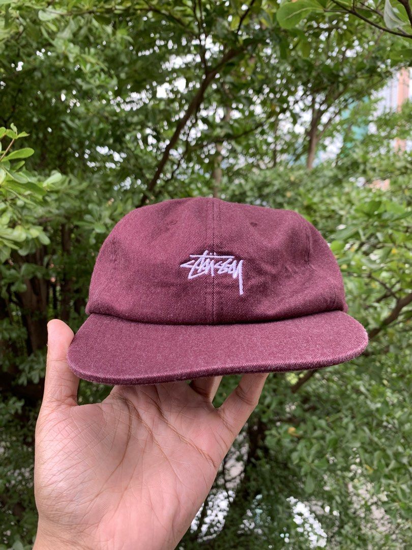Stussy Burgundy Strapback Cap (Category: Caps & Hats) located in Pasig City. Submitted by greatestpickup (Listing ID 1469329735, Image 1). Description: - Brand: Stussy - Style: Strapback - Color: Burgundy with white embroidered signature logo - Closure: Adjustable black strap with metal buckle 1,500 only.