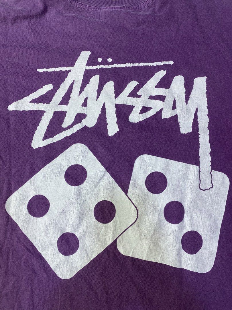 Stussy Dice T-Shirt (Category: Tshirts & Polo Shirts ) located in Manila. Submitted by streetw1se.ph (Listing ID 1469205505, Image 3). Description: Stussy Dice tshirt Size: Medium Width:21 Length:28 Shoulder:19 Sleeve length:9.5 Hem:21 (Measured in inches) -Have some flaws -Hairline -9/10 condition .
