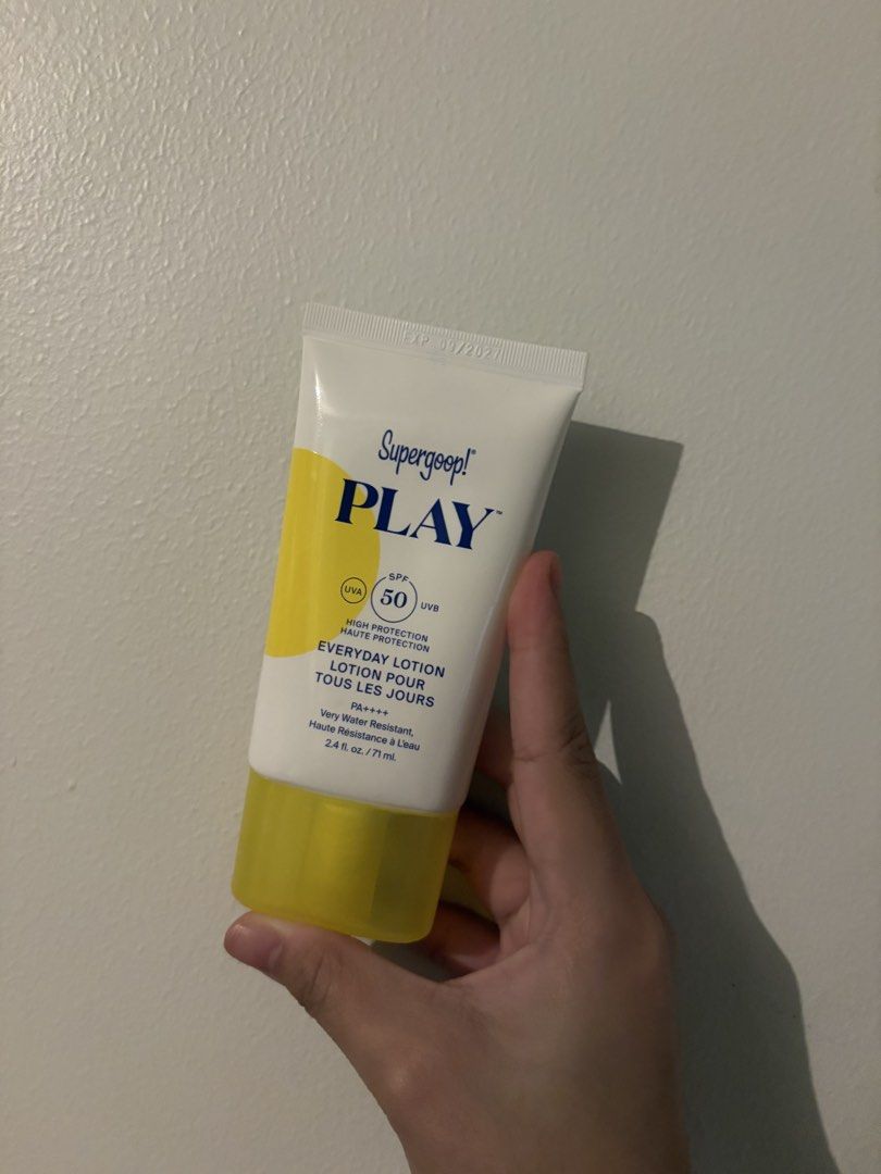 Supergoop! PLAY Everyday Lotion SPF 50 71ml (Category: Face Care) located in Makati City. Submitted by k4zreyy (Listing ID 1469282139, Image 1). Description: - Brand: Supergoop! - Product: Play Everyday Lotion SPF 50 PA++++ - Size: 2.4 fl. oz. / 71 ml - Condition: Brand new, unopened, and sealed - Origin: Made in Korea - Expiration Date: September 2027 - Features: Broad spectrum protection and very water-resistant.