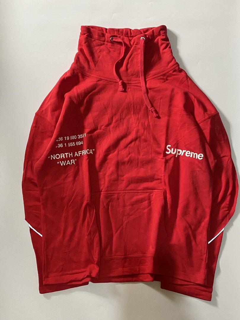 Supreme North Africa War Sweatshirt (Category: Coats, Jackets and Outerwear) located in Manila. Submitted by finofindthisart (Listing ID 1469285475, Image 2). Description: Length 27 Width 24 Measured it by inches Issue: N/A This is a pre-loved/thrifted items and may show minor signs of issue due to its vintage nature. Kindly manage expectations. No refunds or exchanges will be accepted. 📍Pasay City DM for inquiries..