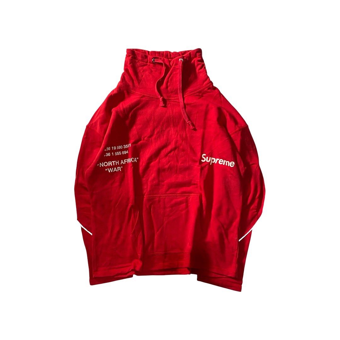Supreme North Africa War Sweatshirt (Category: Coats, Jackets and Outerwear) located in Manila. Submitted by finofindthisart (Listing ID 1469285475, Image 1). Description: Length 27 Width 24 Measured it by inches Issue: N/A This is a pre-loved/thrifted items and may show minor signs of issue due to its vintage nature. Kindly manage expectations. No refunds or exchanges will be accepted. 📍Pasay City DM for inquiries..