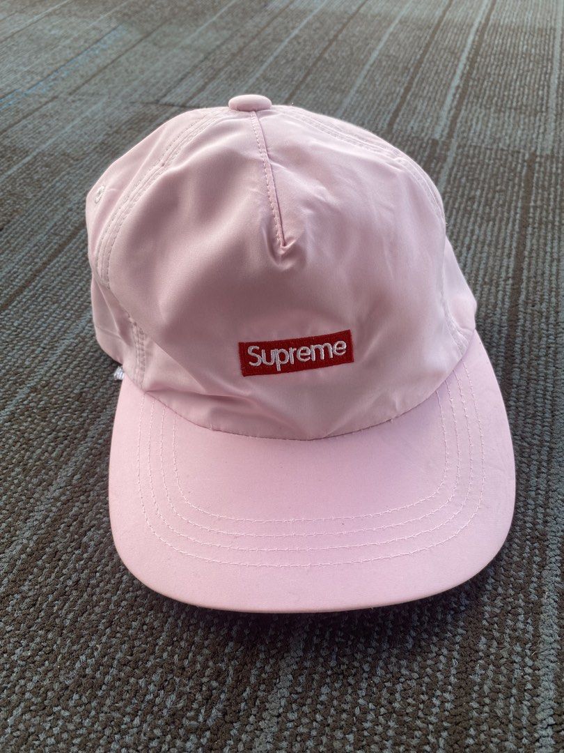Supreme x Millitage Panel Cap (Category: Caps & Hats) located in Taguig. Submitted by offther4ck (Listing ID 1469166068, Image 1). Description: Color Pink - Adjustable strap - Minimal issue on the brim ( stain ) .