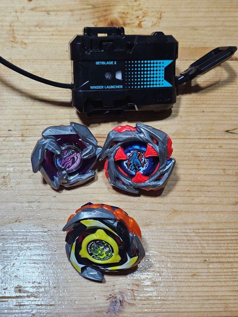 Takara Beyblade X Tops and Winder Launcher Bundle (Category: Action & Battle Toys) located in Baguio. Submitted by thriftfinds_2600 (Listing ID 1469248093, Image 1). Description: Selling as set only. Check all photos for details. mop:Gcash mod: J&T .
