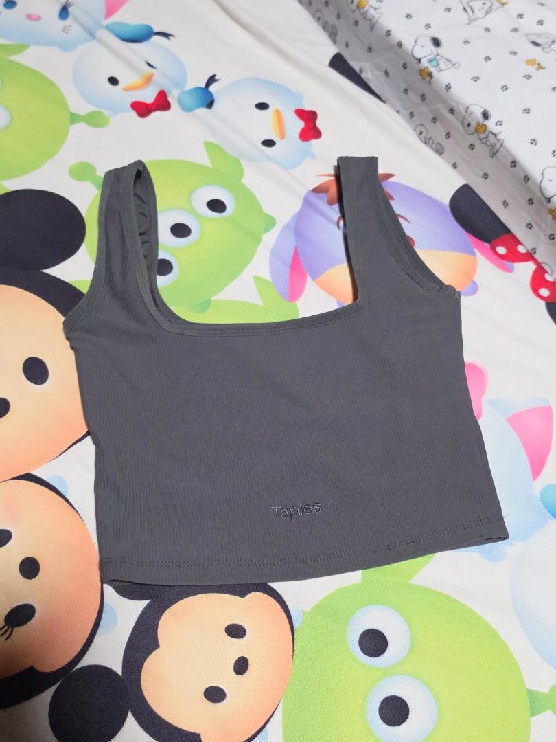 Tapies Gray Square Neck Ribbed Sando Crop Top (Category: Sleeveless) located in Quezon City. Submitted by snowflakes.specials (Listing ID 1469352891, Image 3). Description: Used once XS.