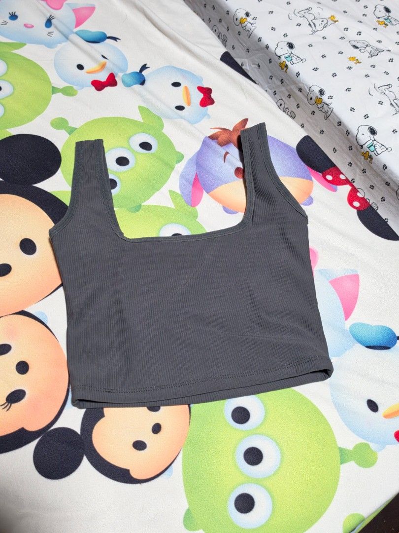 Tapies Gray Square Neck Ribbed Sando Crop Top (Category: Sleeveless) located in Quezon City. Submitted by snowflakes.specials (Listing ID 1469352891, Image 1). Description: Used once XS.