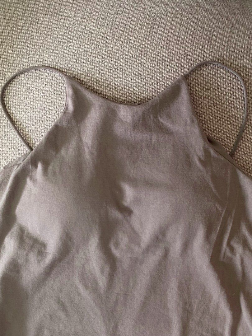 Taupe Padded Spaghetti Top (Category: Sleeveless) located in Paranaque City. Submitted by shoplovedbya (Listing ID 1469202526, Image 3). Description: ♡ Size: XS- Semi med ♡ Bust: stretch up to 34 - New, never been worn .
