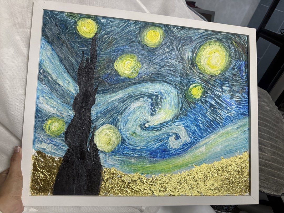 Textured Starry Night Gold Painting (Category: Art & Prints) located in San Jose del Monte. Submitted by agoraartmarket (Listing ID 1469319379, Image 1). Description: With frame! Original hand made.