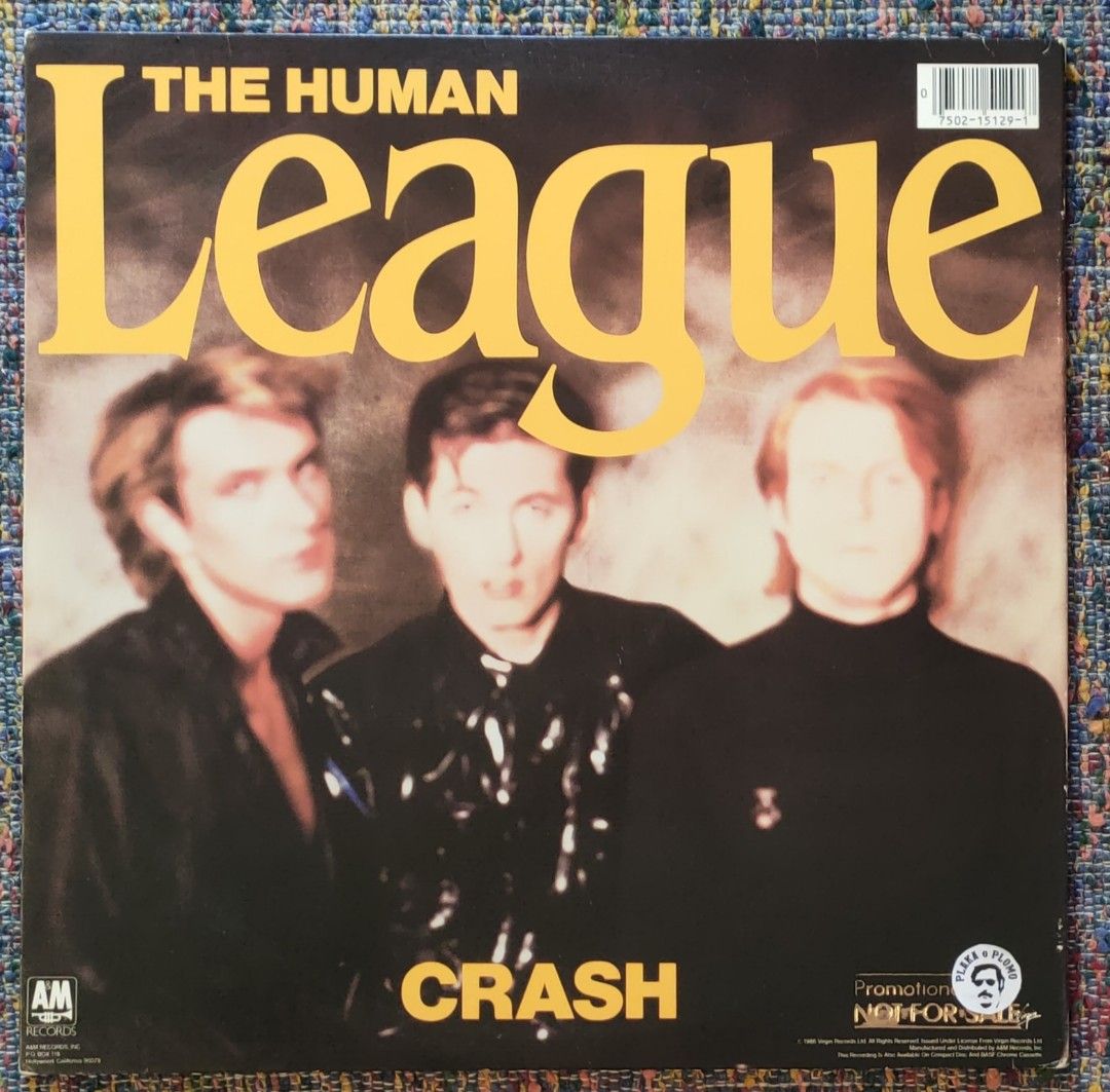 The Human League - Crash LP Vinyl Record (Category: Vinyls) located in Quezon City. Submitted by plaka.o.plomo (Listing ID 1469231654, Image 2). Description: Artist(s) : The Human League Album : Crash Year : 1986 Media : VG+ Color : Black Sleeve : VG+ No. : 1x Vinyl Size : 12" RPM : 33 Country : US Catalog No. : SP-5129 Tracklist : - Side 1 1. Money 3:54 2. Swang 4:37 3. Human 4:24 4. Jam 4:19 5. Are You Ever Coming Back? 4:52 - Side 2 1. I Need 