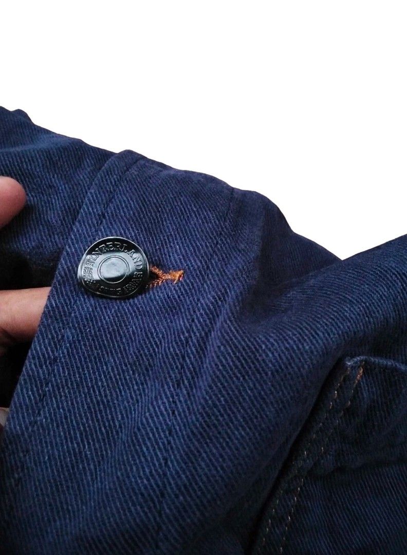 Timberland Blue Denim Work Jacket (Category: Coats, Jackets and Outerwear) located in Digos. Submitted by echooo123 (Listing ID 1469238978, Image 3). Description: WTS: Timberland Workwear / WF Chore Jacket🔥 Size: Large Dimes: 22.5x27 Good Condition Solid over all Issue: na tupi Isang button Presentable Cr: 9.7/10 Color may vary due to lighting DM: 📥.
