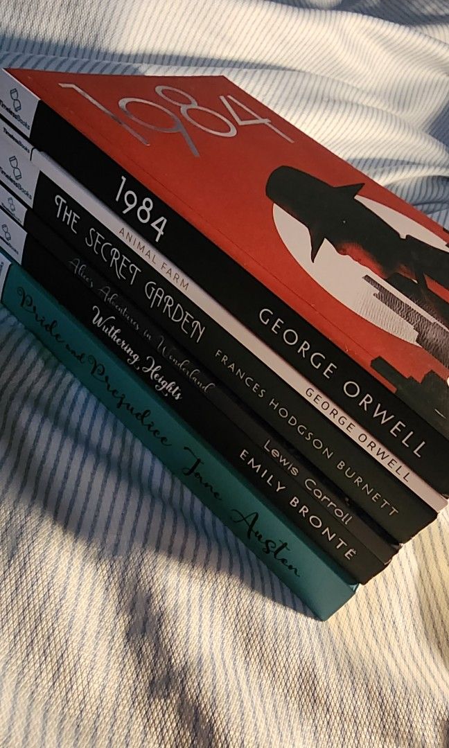 Timeless Books Classics (Bundle 6pcs) (Category: Storybooks) located in Quezon City. Submitted by nhingking (Listing ID 1469316646, Image 2). Description: Take all for 1000 pesos. All Brand New‼️ Available also per piece‼️ 6pcs Timeless Books Classics (Brandnew Unsealed) • 1984 • Animal Farm • The Secret Garden • Alice's Adventures in Wonderland • Wuthering Heights • Pride and Prejudice Also available: ● Jane Eyre for 500 pesos (brandnew sealed) 