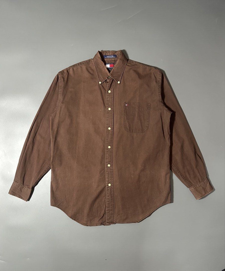 Tommy Hilfiger Choco Brown Button Down Longsleeves (Category: Formal Shirts) located in Manila. Submitted by tnt_wrldwide (Listing ID 1469344338, Image 1). Description: DM for Details!.