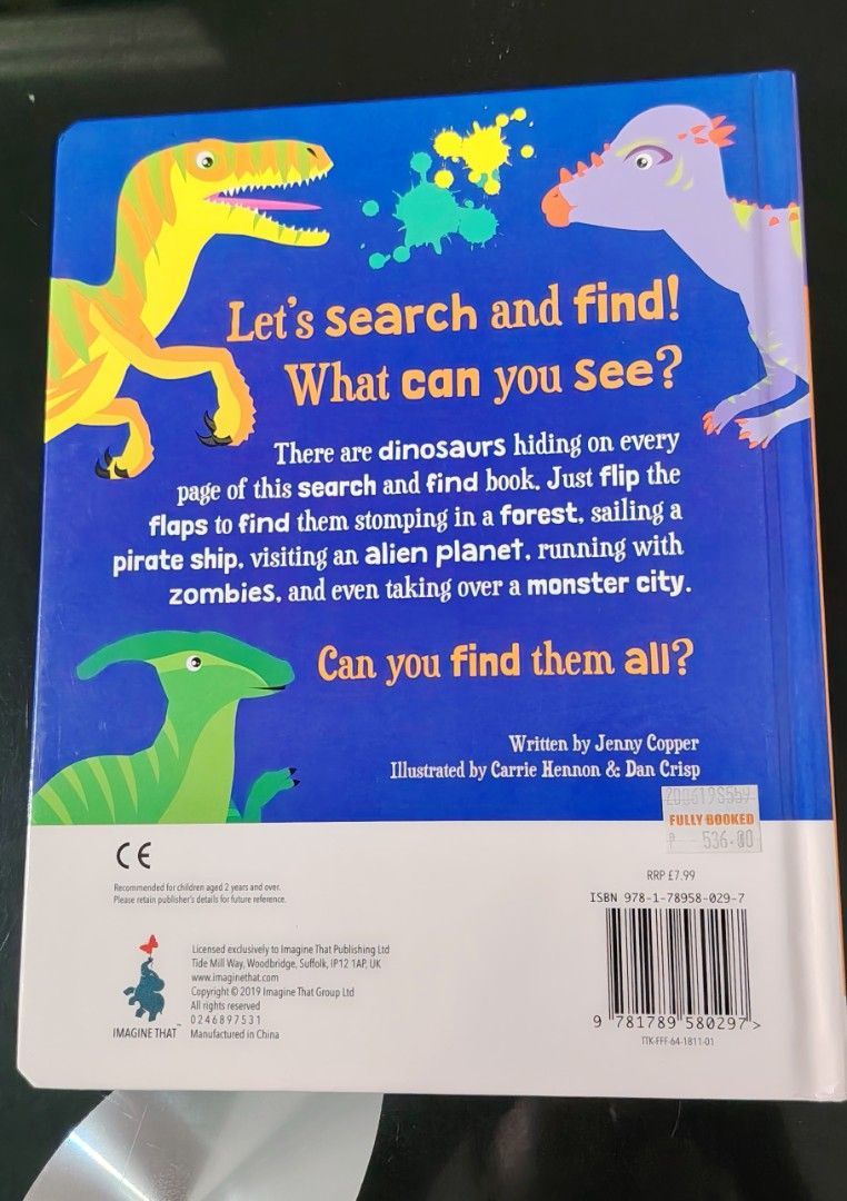 Too Many Dinosaurs (Category: Children's Books) located in Las Pinas. Submitted by trendzchoice02 (Listing ID 1469312206, Image 2). Description: Too Many Dinosaurs Pirates and Monsters A flip flap search and find book preloved book once lang nagamit kaya like new pa sya hardbound #preloved #dinosaurs #pirates #trend #sale #flipflap #book #hardbound.