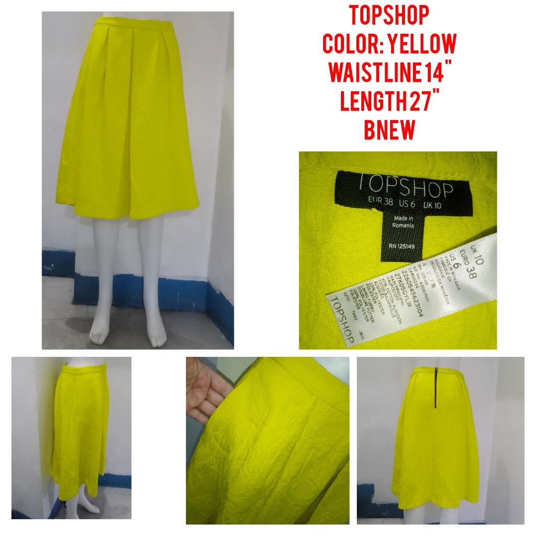 Topshop Yellow Skirt (Category: Skirts) located in Manila. Submitted by shoekendi (Listing ID 1469333094, Image 1). Description: looks new.