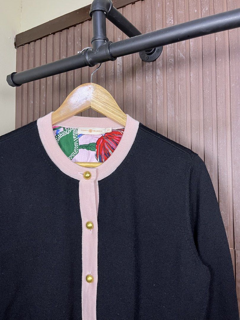 Tory Burch Kendra Wool Knitted Trim Cardigan (Category: Coats, Jackets and Outerwear) located in Cabanatuan. Submitted by cabsygoods (Listing ID 1469163909, Image 3). Description: Tory Burch Kendra Wool Knitted Trim Cardigan Authentic Width: 20 Length: 23 (Inches) Very good condition No issue Color rate 9/10 Dm to purchase! 📩.