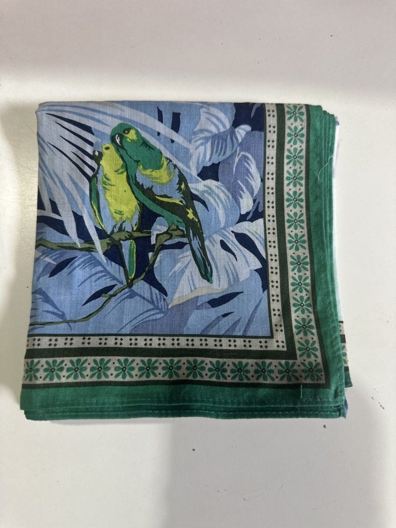 Tropical Bird and Leaf design handkerchieftropical (Category: Handkerchief & Pocket Squares) located in Davao. Submitted by favoritepreloved (Listing ID 1469235812, Image 3). Description: 💜 Fix price 💜 100% cotton 💜 54cm x 54cm.