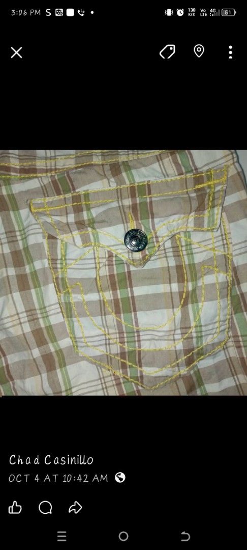 True Religion Surf Plaid Shorts (Category: Activewear) located in Mandaue City. Submitted by oceacasini96558 (Listing ID 1469228033, Image 3). Description: TRUE RELIGION SURF short 36w/21L excellent condition issue:see last pic missing button at the back of left pocket dm.