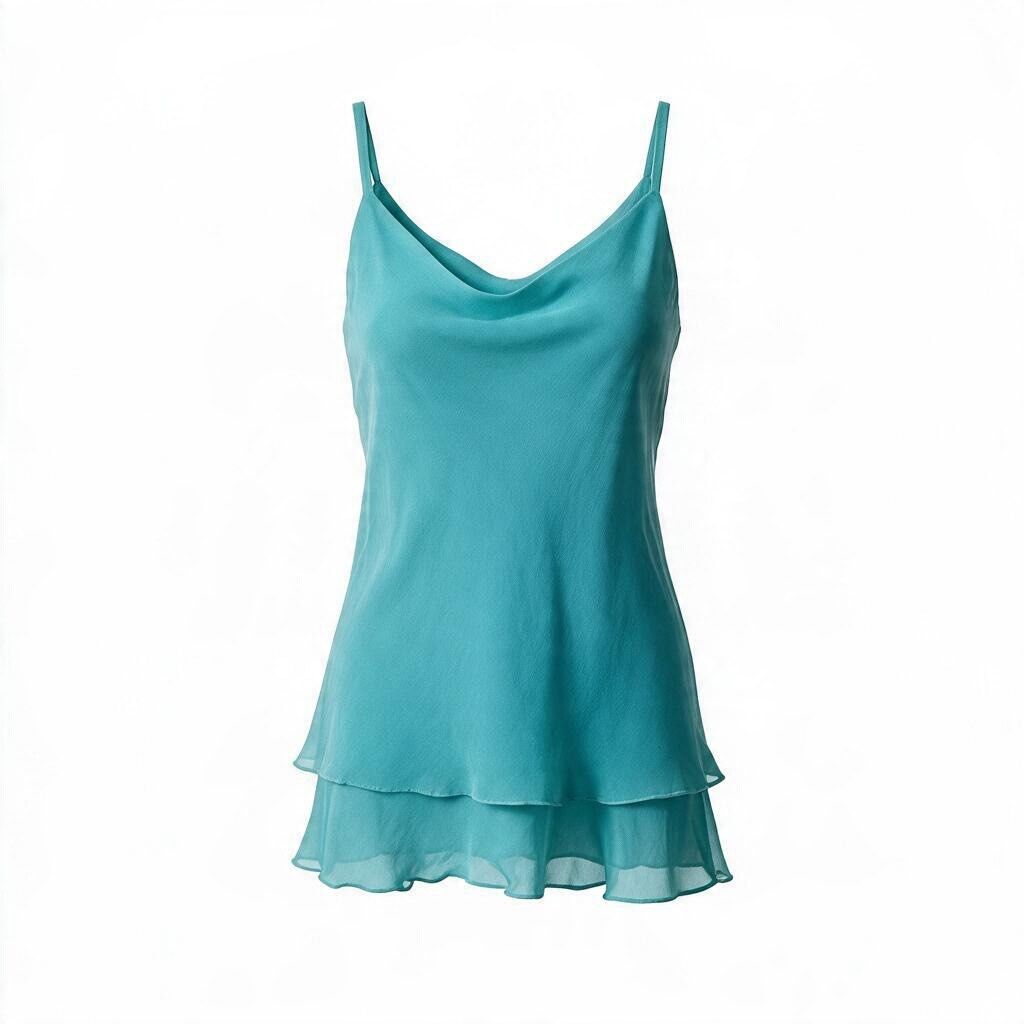 Turquoise Layered Chiffon Cami Tank Top (Category: Sleeveless) located in Batangas. Submitted by wearmegals (Listing ID 1469192527, Image 1). Description: - sheer fabric.