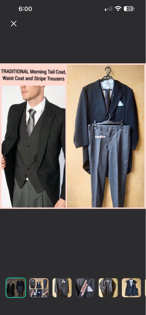 Tuxedo long back set with pants (Category: Coats, Jackets and Outerwear) located in Antipolo. Submitted by eppcom (Listing ID 1469222627, Image 1). Description: Tuxedo Set long back used once in costume party..