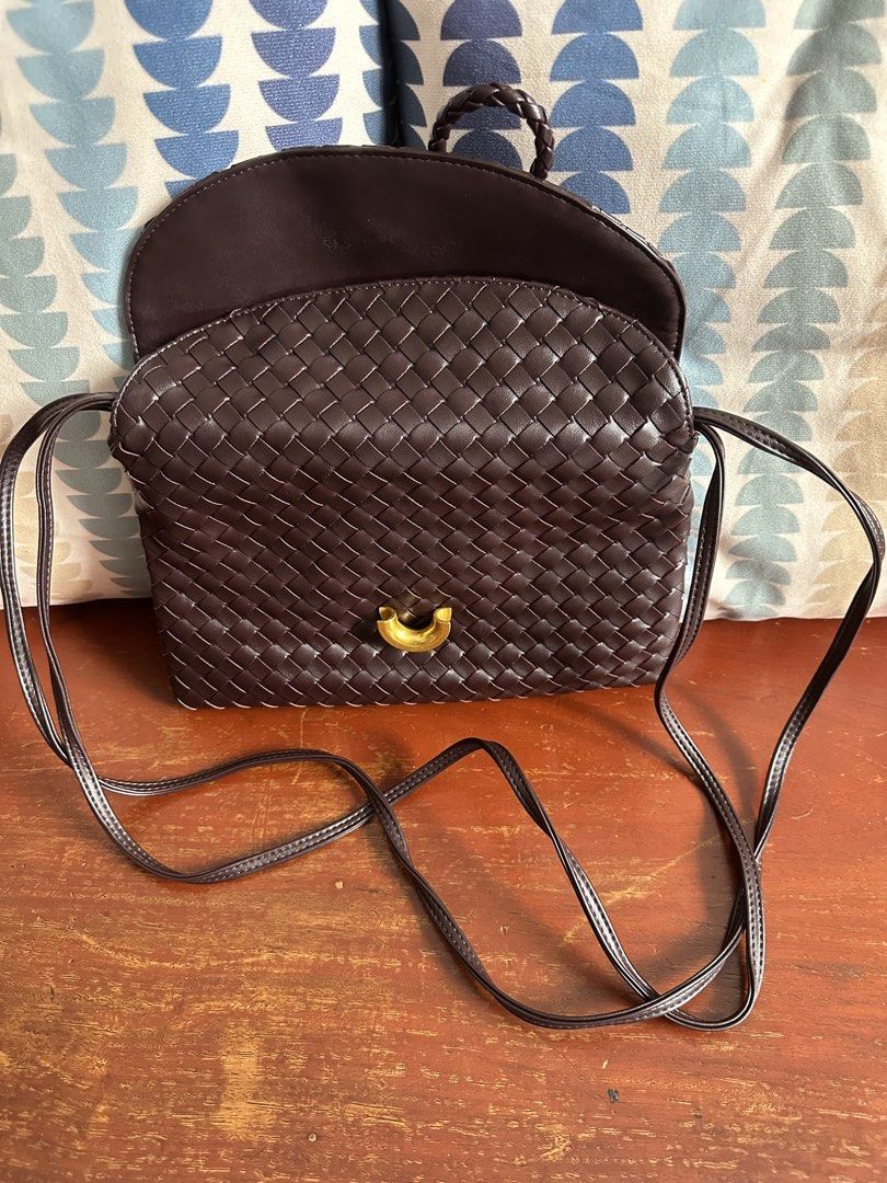TWO WAY WEAVE SLING BAG (Category: Cross-body Bags) located in Cainta. Submitted by shopbyroma (Listing ID 1469166889, Image 2). Description: Brand New Two way weave bag (sling or clutch) Color Burgundy Bought in Bangkok PU Leather.