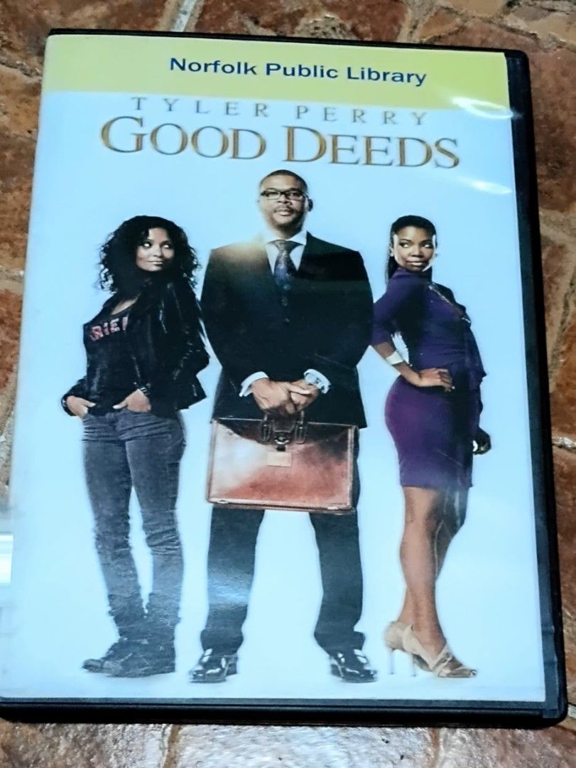 Tyler Perry's Good Deeds DVD Widescreen Lionsgate (Category: CDs & DVDs) located in Quezon City. Submitted by dancatz (Listing ID 1469230308, Image 1). Description: □ P 100.00 - Title: Tyler Perry's Good Deeds DVD - Release: Lionsgate, 2012 - Format: Widescreen, Rated PG-13 (110 mins) - Special Features: Includes 'Two Worlds Collide' and 'Motherly Love' featurettes - Condition: Includes case and disc; ex-library copy with stickers on the cover an