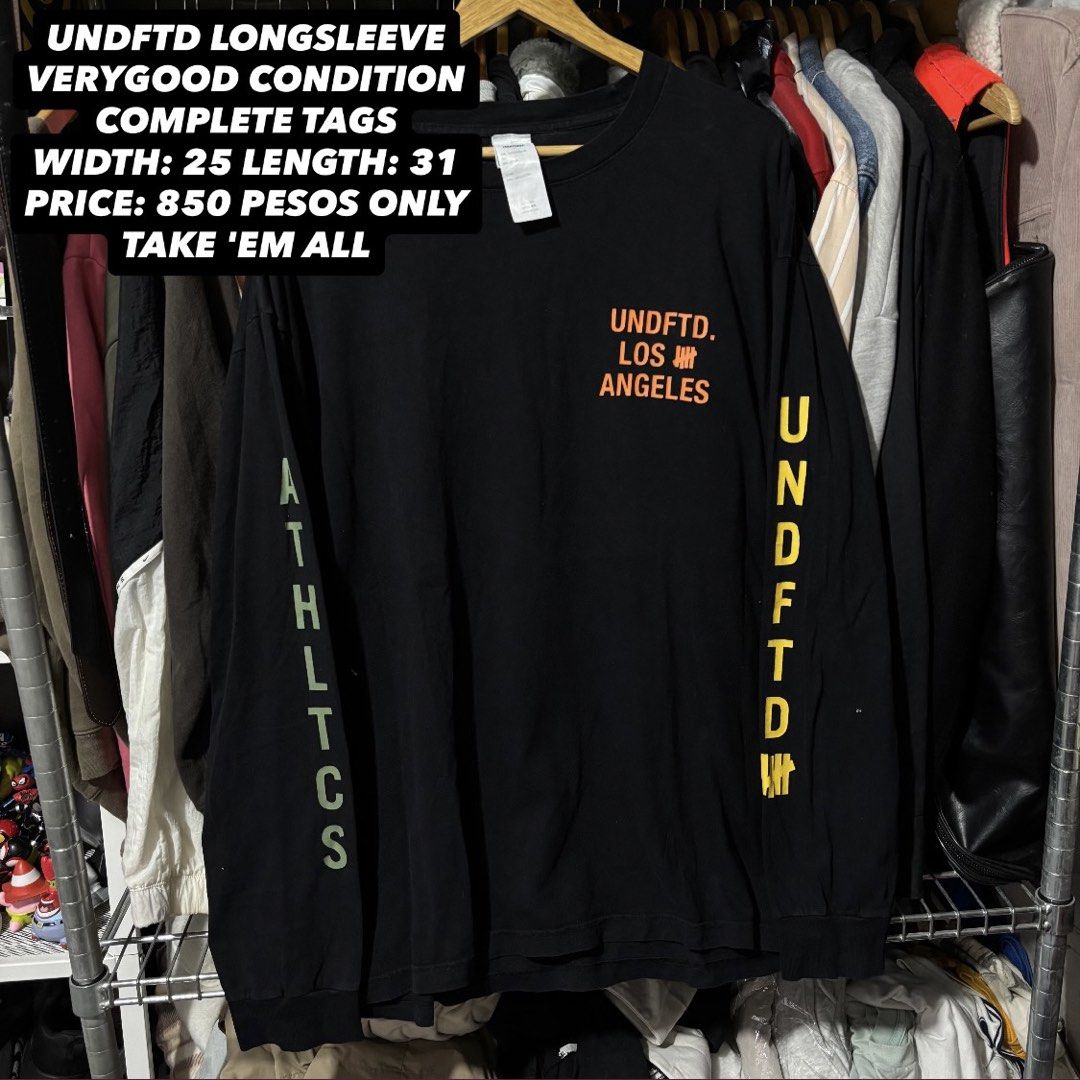 UNDFTD Los Angeles Longsleeve Black Size Large (Category: Coats, Jackets and Outerwear) located in Caloocan City. Submitted by bonsatocha43876 (Listing ID 1469324773, Image 1). Description: - Brand: Undefeated - Color: Black - Size: Large (Width: 25 inches, Length: 31 inches) - Condition: Brand new with complete tags attached - Details: Undftd Los Angeles chest print with graphic text prints on both sleeves - Style: Perfect streetwear piece for e