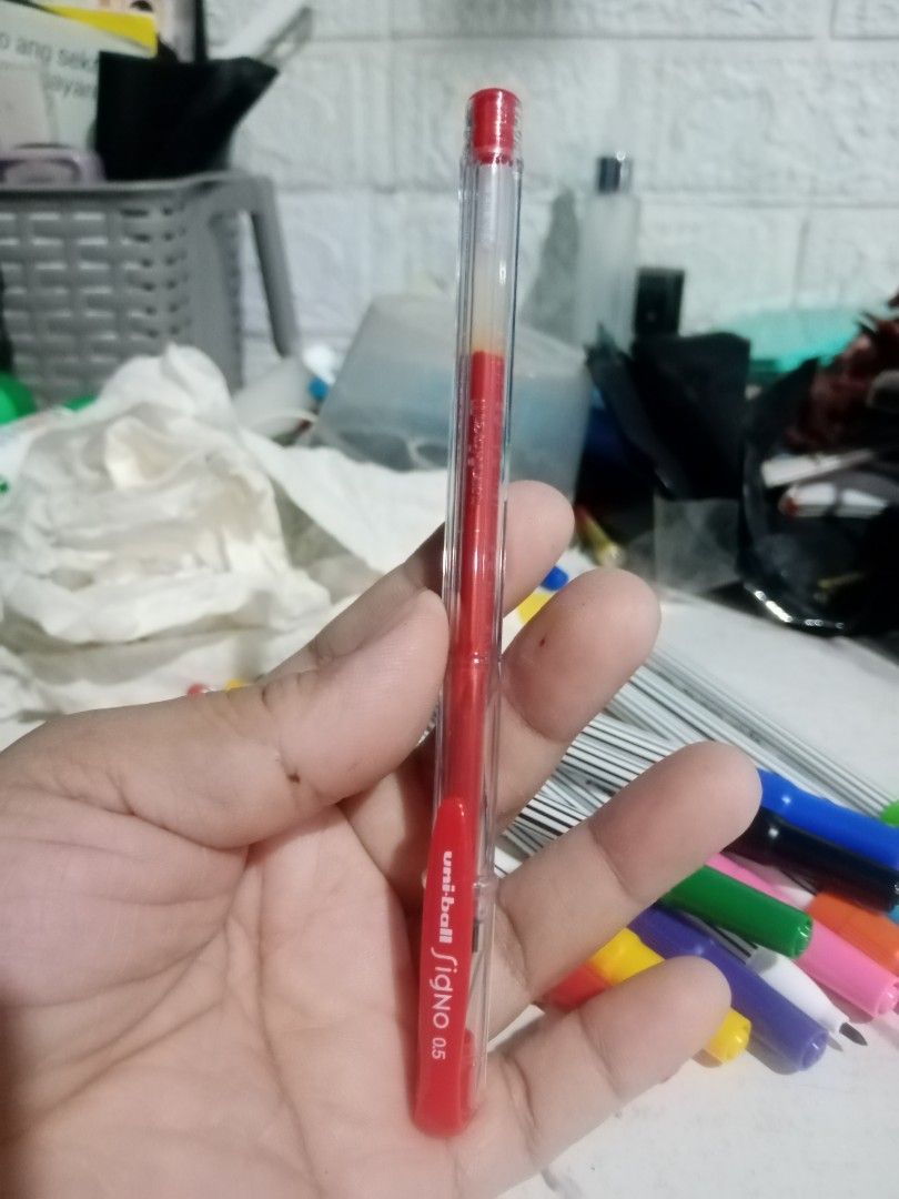 Uniball red pen (Category: Stationery & School Supplies) located in Caloocan City. Submitted by 4kidsstore (Listing ID 1469379890, Image 1). Description: .