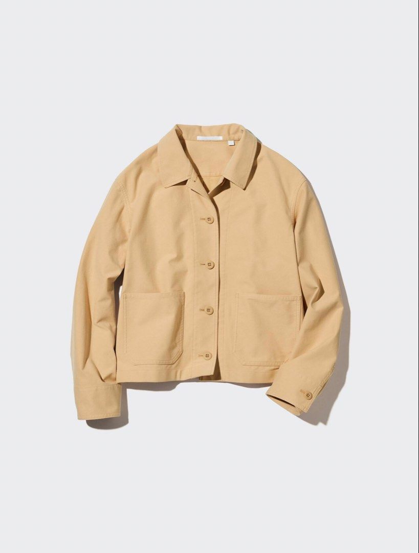 Uniqlo Beige Canvas Workwear Jacket Size M (Category: Coats, Jackets and Outerwear) located in Taguig. Submitted by kiiimmy_ (Listing ID 1469202082, Image 1). Description: - Brand/Model: Uniqlo Utility Jacket - Color: Versatile beige - Size: Medium (tag attached) - Material: Durable canvas fabric - Features: Button-up front, standard collar, button cuffs, two large patch pockets - Origin: Made in China - Condition/Style: Clean neutral color, grea