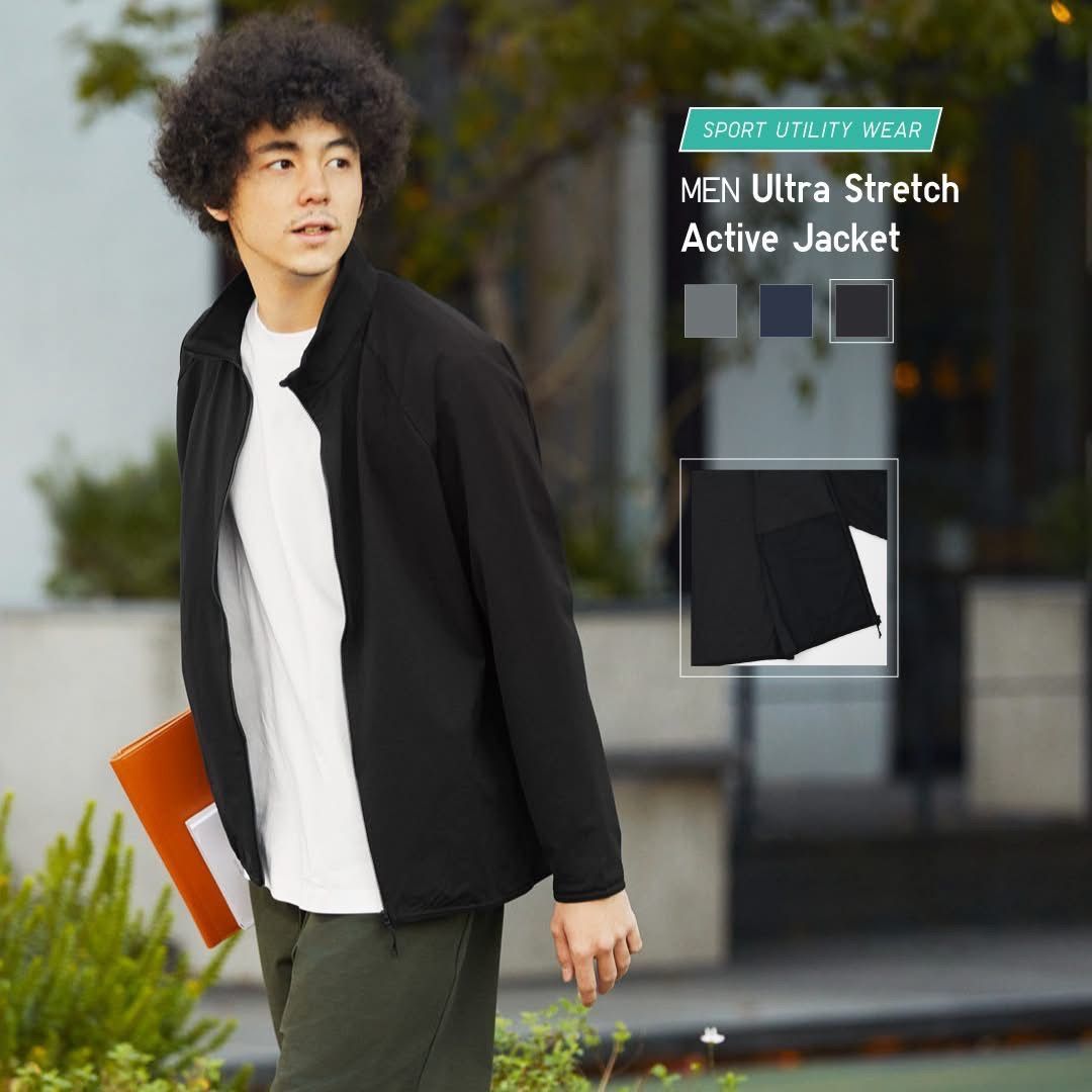 Uniqlo Men Ultra Stretch Active Jacket, Black, Large (Category: Coats, Jackets and Outerwear) located in Paranaque City. Submitted by sengloveima (Listing ID 1469269582, Image 2). Description: .