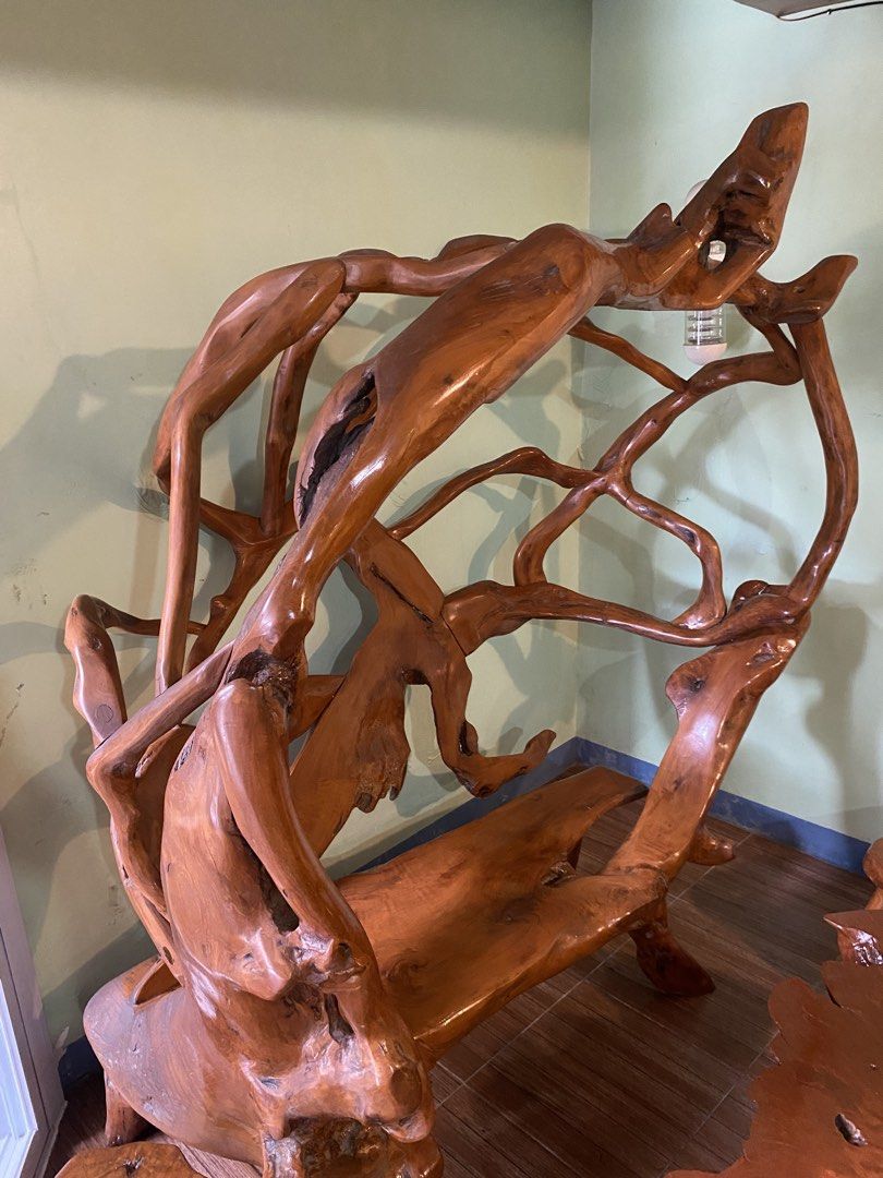 Unique Molave Wood Root Bench (Category: Chairs) located in Iloilo. Submitted by valysa (Listing ID 1469204682, Image 3). Description: - Handcrafted from natural tree roots and branches - Beautiful polished finish highlights unique wood grain and organic shapes - Features a sturdy seating area with an artistic canopy structure - Heavy, solid wood construction built to last - Ideal statement piece for rustic or eclectic indoor setups.