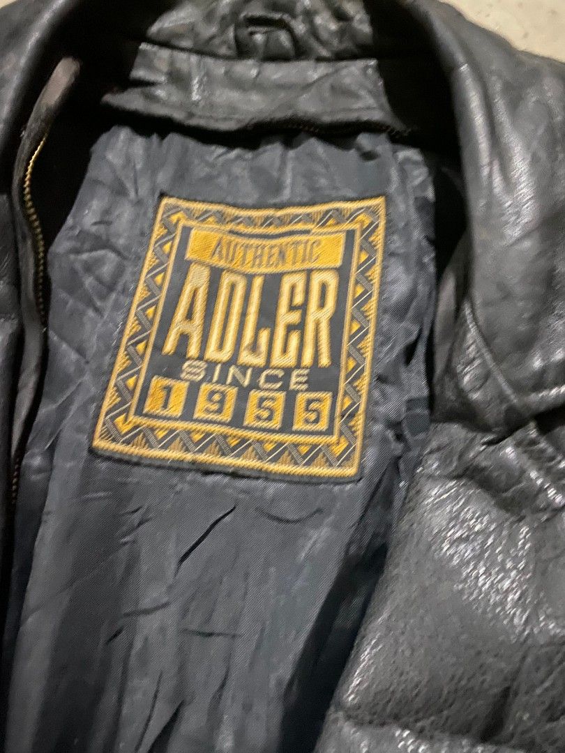Vintage Adler Since 1955 Black Leather Jacket (Category: Coats, Jackets and Outerwear) located in Real. Submitted by koymiksbuynsell (Listing ID 1469268594, Image 2). Description: 22 width 31 length .