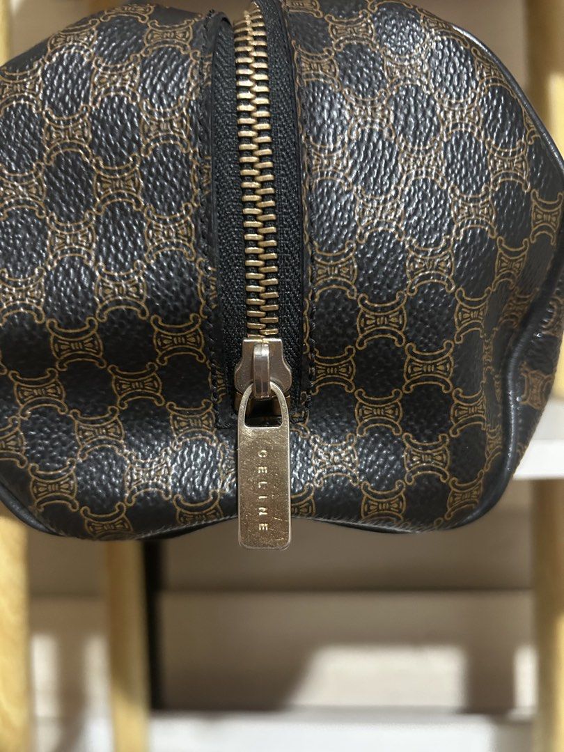 Vintage Celine Macadam Papilon Handbag (Category: Luxury Bags & Wallets) located in Quezon City. Submitted by elscloset2025 (Listing ID 1469338708, Image 2). Description: WITH ENTRUPY AUTHENTICATION - Brand: Celine - Style: Barrel bag / Cylindrical shoulder bag - Color/Pattern: Classic brown monogram with black accents - Material: Sturdy coated canvas with black leather straps - Hardware: Gold-tone hardware with embossed branding - Closure: Conve