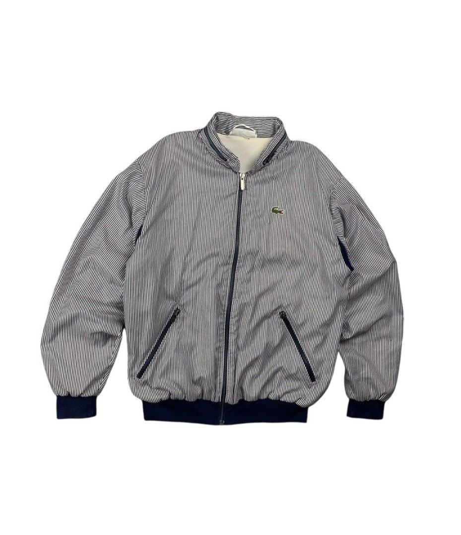 VINTAGE CHEMISE LACOSTE PIN STRIPE JACKET (Category: Coats, Jackets and Outerwear) located in Bayombong. Submitted by Gentlemans_ClosEt (Listing ID 1469299079, Image 2). Description: VINTAGE CHEMISE LACOSTE PIN STRIPE JACKET (Foldable Zip pocket Hoodie) SIZE 22 ON TAG BEST FIT XL SIZE DIMES: W25 X L30 GOOD CONDITION NO ISSUES.