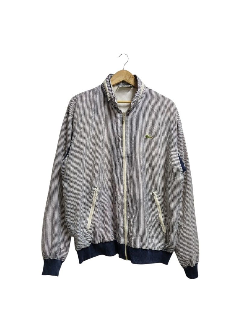 VINTAGE CHEMISE LACOSTE PIN STRIPE JACKET (Category: Coats, Jackets and Outerwear) located in Bayombong. Submitted by Gentlemans_ClosEt (Listing ID 1469299079, Image 3). Description: VINTAGE CHEMISE LACOSTE PIN STRIPE JACKET (Foldable Zip pocket Hoodie) SIZE 22 ON TAG BEST FIT XL SIZE DIMES: W25 X L30 GOOD CONDITION NO ISSUES.