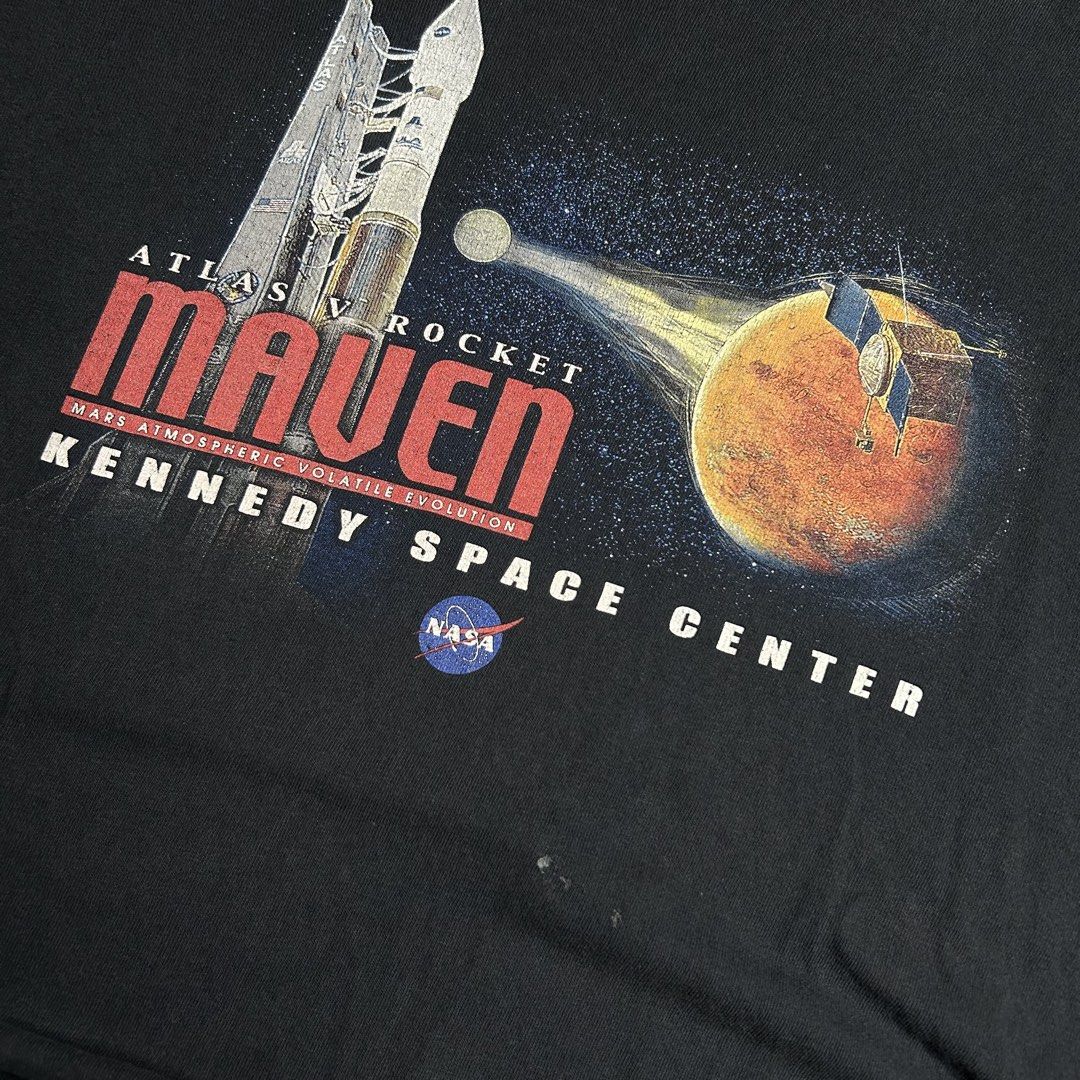 Vintage NASA Shirt (Category: Tshirts & Polo Shirts ) located in Antipolo. Submitted by wvyfrnds (Listing ID 1469168506, Image 3). Description: Vintage NASA Shirt Size: L Color: Black Dimensions (Inches): Length: 27.5 Width: 21.5 Color Rate: 8/10 Issues - Cut tag, stain & cracks in print. 395 PLUS SF.