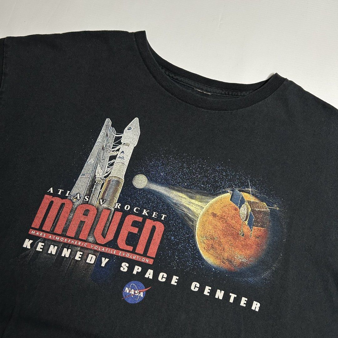 Vintage NASA Shirt (Category: Tshirts & Polo Shirts ) located in Antipolo. Submitted by wvyfrnds (Listing ID 1469168506, Image 2). Description: Vintage NASA Shirt Size: L Color: Black Dimensions (Inches): Length: 27.5 Width: 21.5 Color Rate: 8/10 Issues - Cut tag, stain & cracks in print. 395 PLUS SF.
