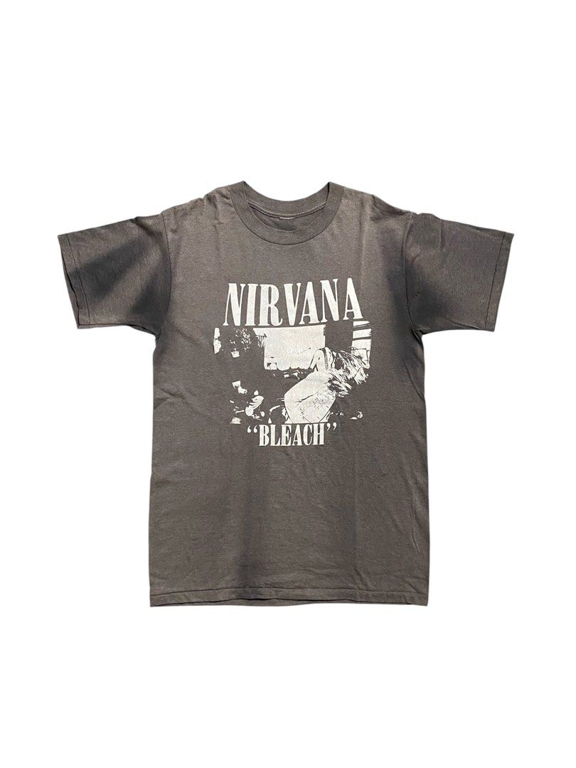 Vintage Nirvana Bleach Shirt (Category: Tshirts & Polo Shirts ) located in Iloilo. Submitted by anything_goesph (Listing ID 1469303616, Image 1). Description: 21 inch pit to pit 31.5 inch lenght 8.5 inch sleeve 19.5 inch shoulder stain faded crackprints holes see photos for details.