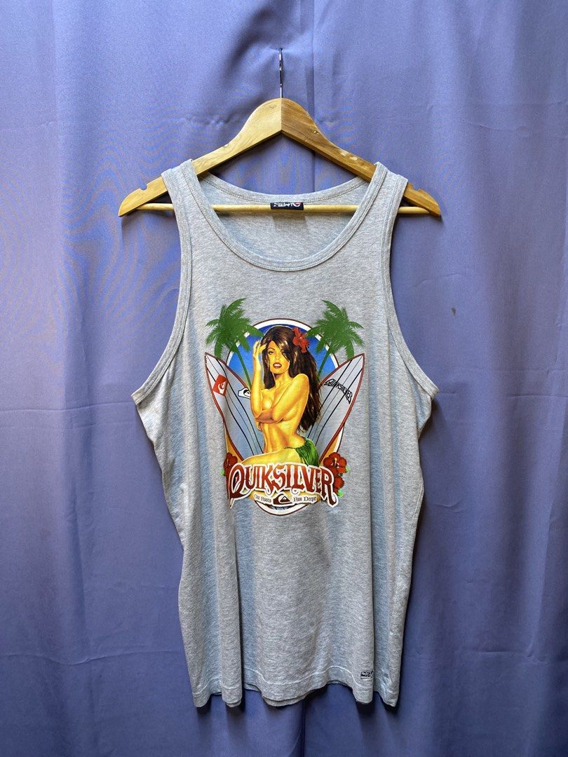 Vintage Quick Silver “Tank top” (Category: Tshirts & Polo Shirts ) located in Makati City. Submitted by drip.poww (Listing ID 1469322574, Image 1). Description: - Authentic Quick Silver - Color: Gray - Size: Large - Dimes: 22.5x30 - Authentic - Excellent condition - Need wash, fresh from bale - Material: 100% Cotton Please don’t expect too much—these are thrifted (ukay) items. 😊 !!STILL NEGOTIABLE!!.
