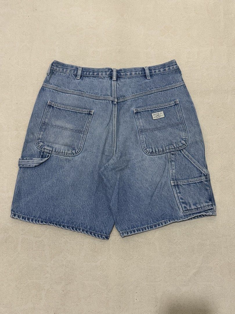 Vintage Route66 Denim Carpenter Jorts (Category: Shorts) located in Angeles City. Submitted by luigisells (Listing ID 1469249439, Image 2). Description: Size 35 Very Good Condition Issue/s: none MOP: Gcash or Bank Transfer Courier: J&t Express.