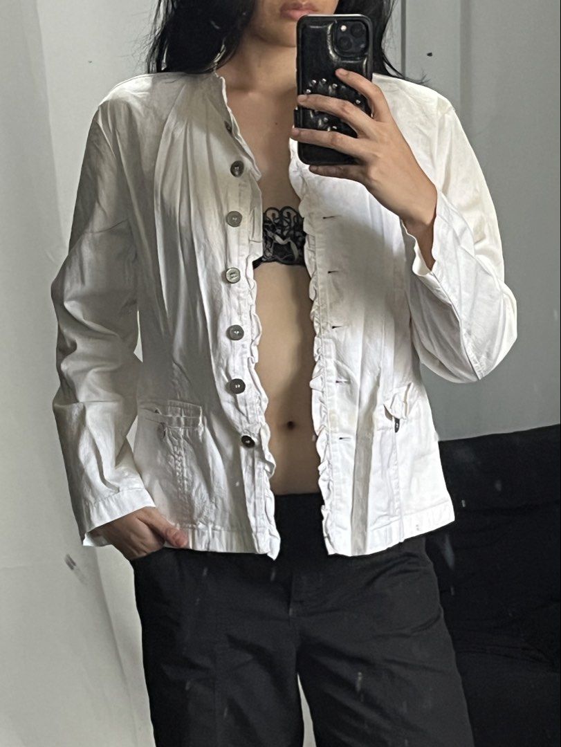 vintage white Military style napoleon jacket (Category: Coats, Jackets and Outerwear) located in Bulacan. Submitted by _lokaa (Listing ID 1469196664, Image 2). Description: no flaws needs wash only upto large.