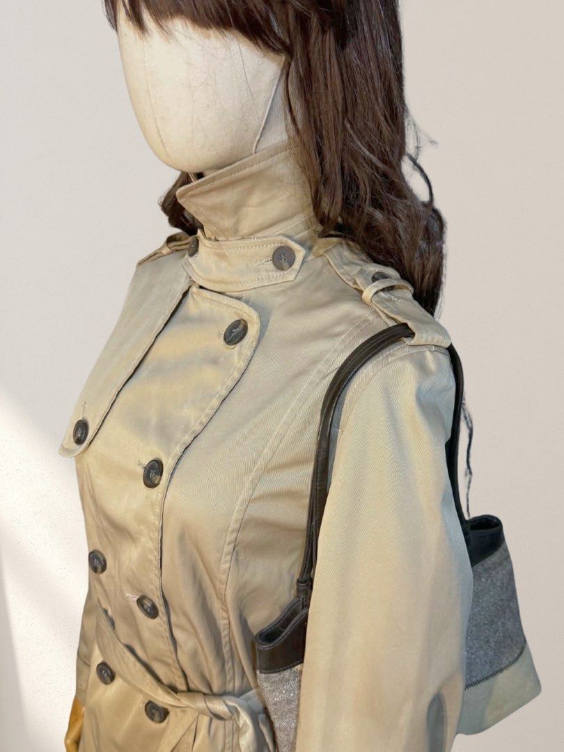 Vintage Zara Basic Double-Breasted Khaki Trench Coat XS (Category: Coats, Jackets and Outerwear) located in Mabalacat. Submitted by lkp99 (Listing ID 1469274665, Image 3). Description: Laid flat measurements in cm: 43 cm W x 93 cm L ★ Notes: - Like new condition but needs washing (please refer to the photos posted) - These are my own photos, do not grab - MOP: BPI/Maribank - Shipping costs should be shouldered by buyer.