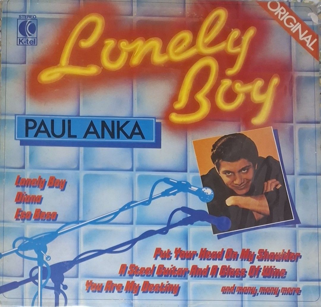 (Vinyl) Paul Anka: Lonely Boy (Category: Vinyls) located in Makati City. Submitted by decluttermp (Listing ID 1469281606, Image 1). Description: - Phil. Pressing: - Notable Tracks: Diana, Put Your Head On My Shoulder, Eso Beso - Condition: Vinyl - Excellent Cover - VG+ - With plastic sleeve.