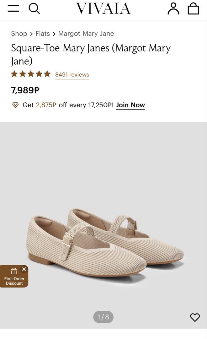Vivaia square toe mary janes (Category: Flats & Sandals) located in Quezon City. Submitted by bloompicks (Listing ID 1469314185, Image 1). Description: Super comfy. No issues. Actual color is light brown Size: 40.5 I usually wear US 9/EU 40.