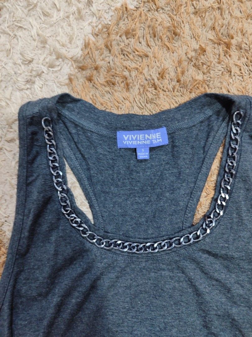 VIVIENNE TAM CHAIN EMBELLISHED RIBBED (Category: Sleeveless) located in Pagadian. Submitted by miraculouspat (Listing ID 1469382749, Image 2). Description: L 25 W 14 10/10 COLOR NO ISSUE AUTHENTIC COLOR MAY VARY DUE TO LIGHT.