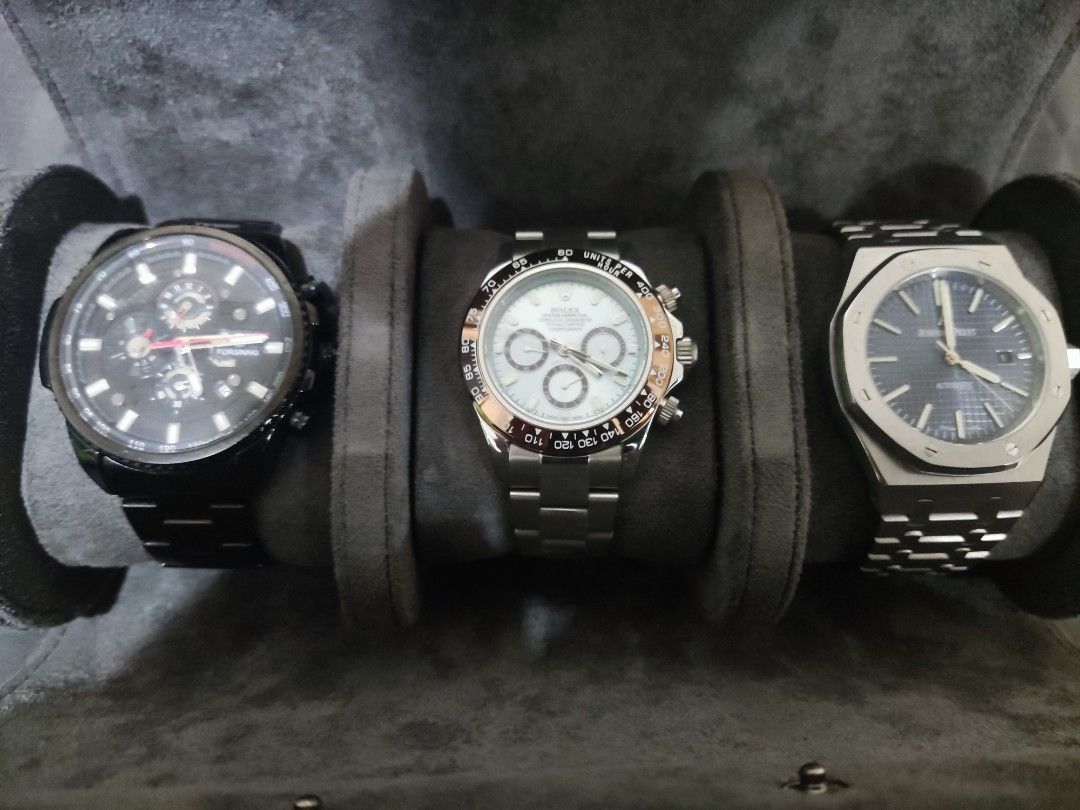 Watch Collection Set of Three (Category: Luxury Watches) located in Lapu-Lapu City. Submitted by lui96 (Listing ID 1469191633, Image 1). Description: Take all for 6k, with extra links and boxes. Price negotiable..
