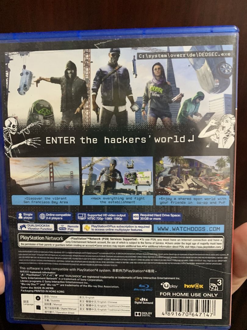 Watch Dogs 2 for PS4 (Category: PlayStation) located in Manila. Submitted by matthew_lumibao (Listing ID 1469167469, Image 2). Description: Meetup Location: - Balanga City, Bataan Shipping via: - J&T or Flash PM for more details..