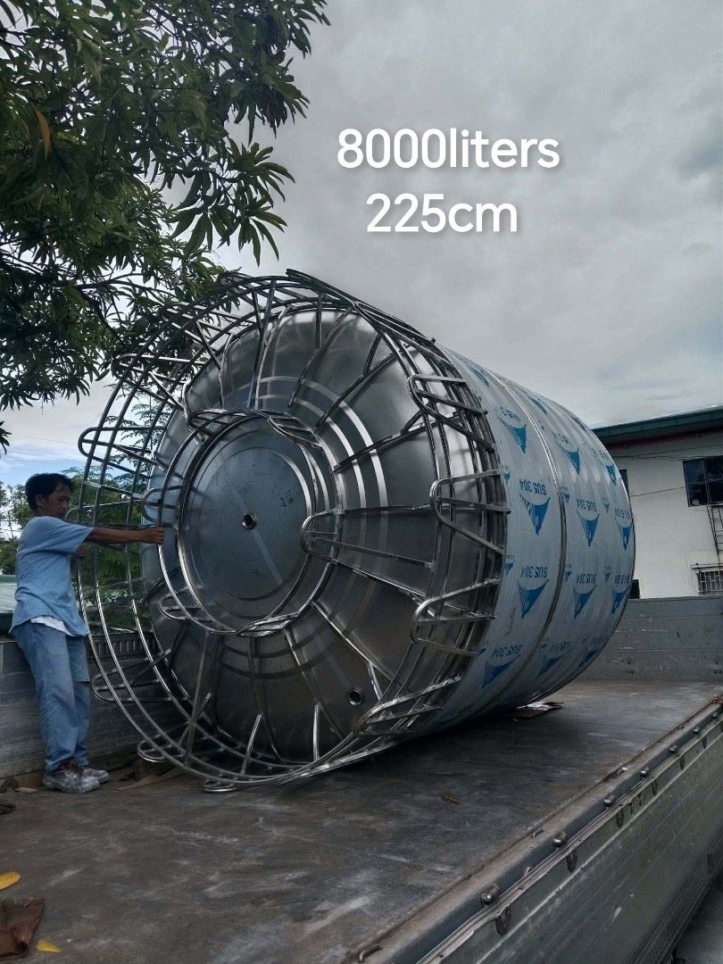Water Storage tank (Category: Construction & Building Materials) located in Manila. Submitted by kristellf29 (Listing ID 1469190392, Image 1). Description: Water Storage & Pressure Tank Stainless Steel Grade 304 -Made with 100% Stainless Steel Grade 304 -Sizes range from 500L to 20 000L -Vertical or Horizontal -Elegant design, Highly Durable -For Rigid and Durable Structure -With Stainless Stand -With Inlet, Outlet and Drain -Perfect for resident