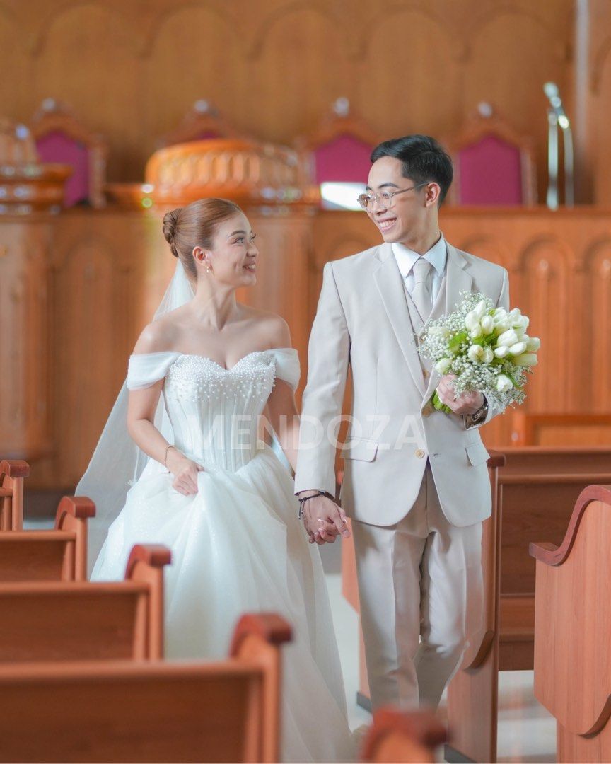 Wedding Gown with Pearl Details (Category: Evening dresses & gowns) located in Manila. Submitted by itsmaxxx28 (Listing ID 1469179761, Image 3). Description: Your “I Do” dress is already here, future Mrs. 👰💝 Selling my pre-loved wedding gown, worn once last April 24, 2026 bought from Belle & Bride Bridal Boutique. Gown details:✨ - Size: Fits SMALL to MEDIUM - Adjustable strap at the back - Padding included inside gown ✅Dry Cleaned ✅Worn Once ✅V