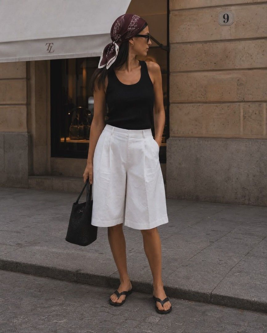 White Bermuda Shorts (Category: Shorts) located in Manila. Submitted by withlovesam (Listing ID 1469277093, Image 3). Description: waist 24-26 garterized back waist.