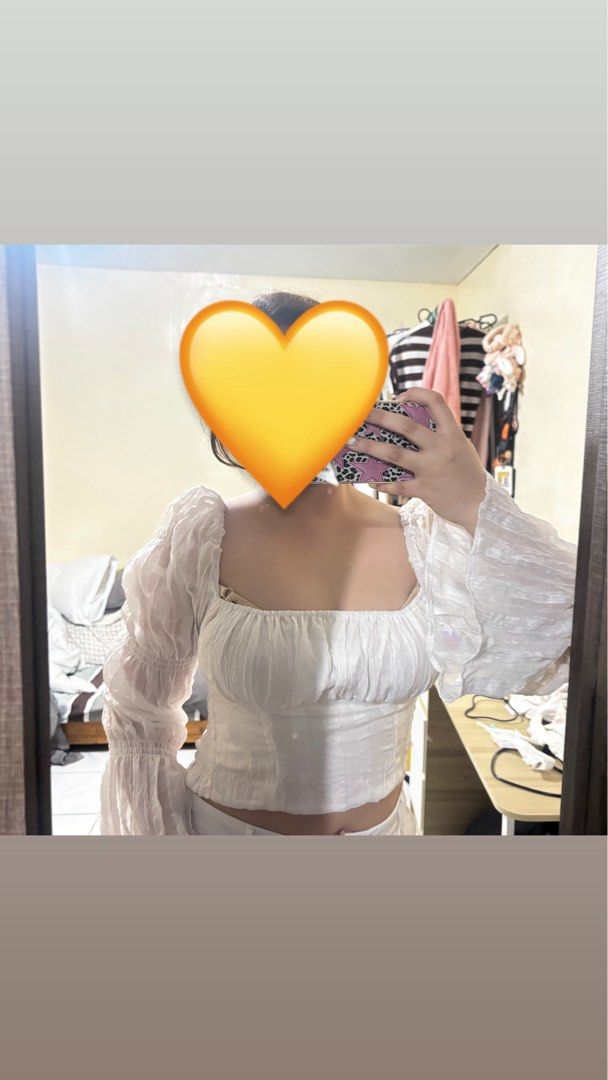 White Long Sleeve Off-Shoulder Crop Top (Category: Longsleeves) located in Magalang. Submitted by mvenetri (Listing ID 1469322245, Image 1). Description: White Long Sleeve Off-Shoulder Crop Top - Fits XXS, S, semi med girlies - Practically brand new :).