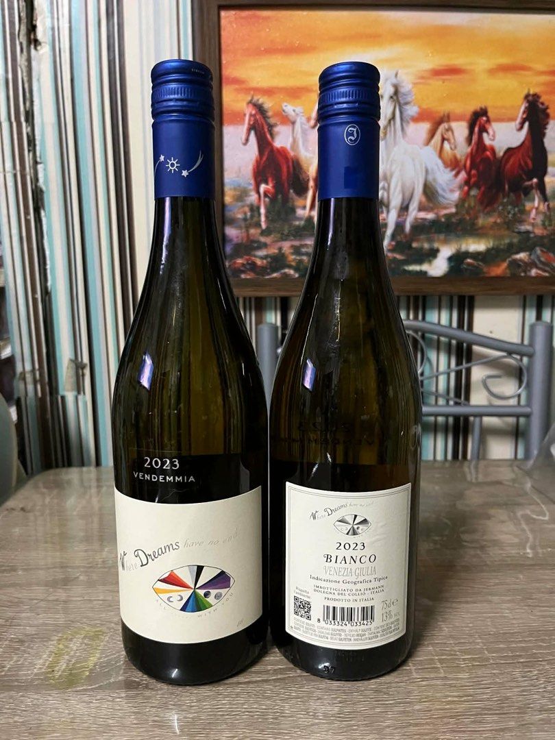White wines (Category: Beverages) located in Pasay City. Submitted by warmtree-6c75 (Listing ID 1469202890, Image 1). Description: - Brand/Wine: Jermann Where Dreams Bianco Venezia Giulia - Vintage: 2023 - Volume: 750ml - Alcohol by Volume (ABV): 13% - Origin: Italy - Closure: Blue screw cap - Condition: Clean label, intact foil, and properly stored.